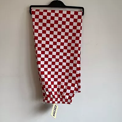 Denny's Chef Uniform Red & White Check Trousers - Unisex Elasticated Waist Large • £11.99