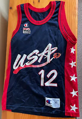 £34.99 • Buy CHAMPION X TEAM USA Basketball Shirt S Blue Red 1996 Stockton 90s