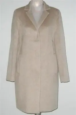 NWT Cinzia Rocca NOTCH Collar WOOL Blend Coat 10 Made In ITALY Oatmeal MSRP$840 • $298.99