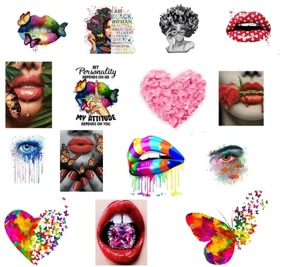£4.79 • Buy Ladies, Girls, Lips, Face Eyes Heart Iron On Transfer Back Heat Stickers  - 1297