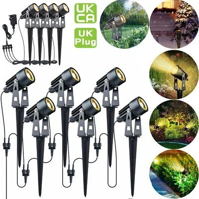 4/6 Pack Garden Spotlight COB LED Outdoor Spike Lights Path Yard Landscape Lamp • £10.95