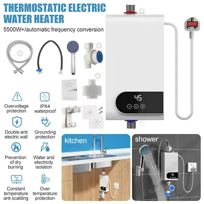 Electric Tankless Instant Hot Water Heater Boiler For Kitchen Bathroom Caravan • £36.99