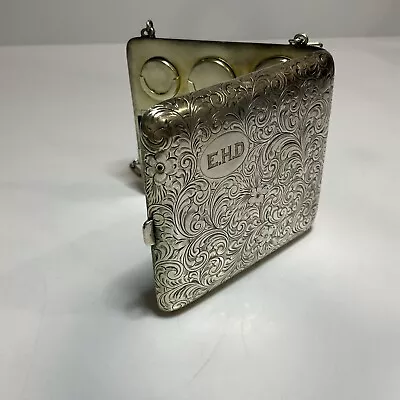 Victorian Antique Vintage Ornate STERLING SILVER Coin Notes Powder Purse 169 G • $219