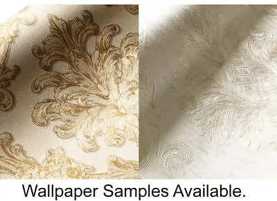 £8.98 • Buy Luxury Cream Ivory Gold Embossed Floral Damask Glitter Wallpaper 3d Textured