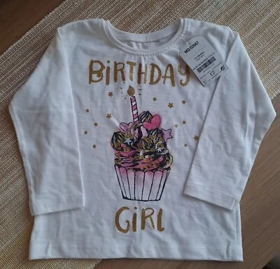 Next Birthday Girl 12-18 Month Age 1-1.5 Top T Shirt Long Sleeve Cupcake New • £3.99