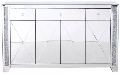 Credenza Sideboard Modern Contemporary 60-In Silver Crystal Mirror • $1959