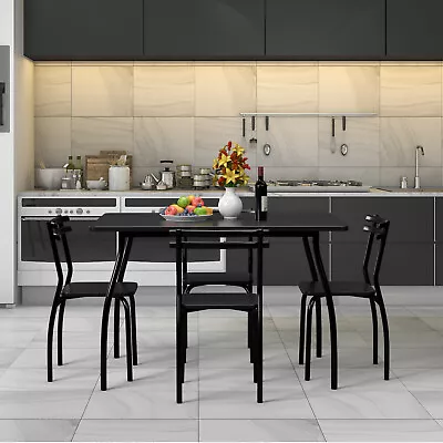 Costway 5 Pcs Modern Design Room Dining Set Table &4 Chairs Home Kitchen Black • $134.99