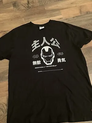 MARVEL IRON MAN Black T-Shirt  Official Licensed 100% Cotton Size L Rare! • £9.99