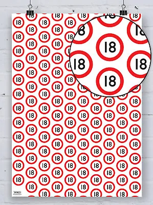 18th Birthday Warning Sign Alert Wrapping Paper Eighteenth Gift Wrap Present • £4.50