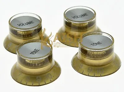4x LP Guitar Reflector Knobs Gold/Silver Top Hat Knobs Fits Epiphone Les Paul SG • $19.54