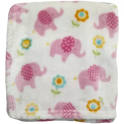 Little Miracles Pink Elephant Flower Baby Girl Blanket Soft Velour Costco 30x45 • $25
