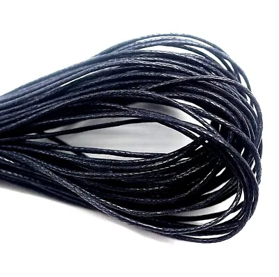 Black Wax Cotton Cord 1mm Macrame Cord String Jewellery Bracelet Necklace 5m 10m • £2.55