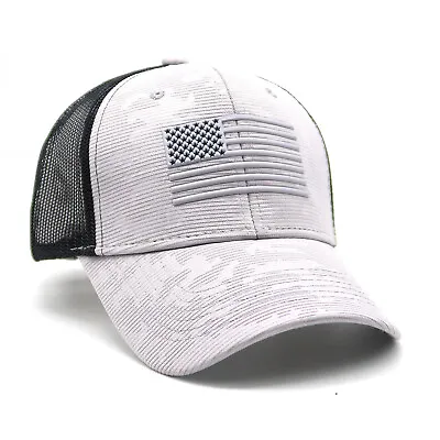 Men Baseball Cap American Flag Tactical Mesh Snapback Hat Trucker Caps Camo Army • $11.99