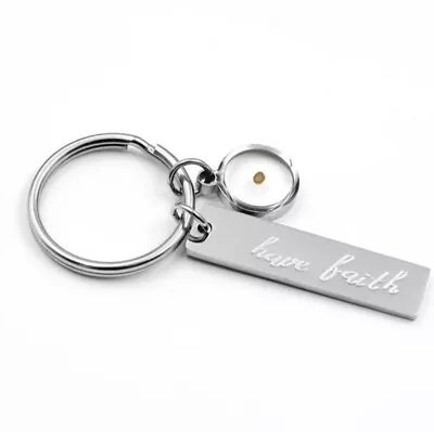 Mustard Seed Faith Circle Key Chain Engraved Have Faith Silver Charm • $16.99