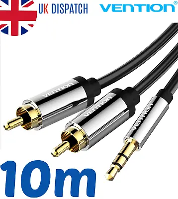 £9.99 • Buy 10M Meter Stereo 3.5mm Jack Plug To TWIN 2 X RCA PHONO Audio Lead GOLD CABLE