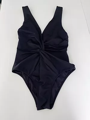 Victorias Secret Womens Size M V Neck Plunge Open Back Swimsuit Black One Piece • $50