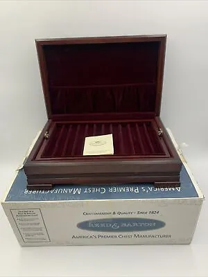 Vintage Reed & Barton EUREKA MFG CO Jewelry Box Mahogany Wood/Burgundy Velvet • $69.95