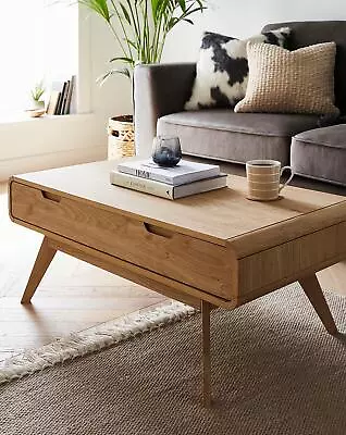 Oak Effect Coffee Table With Long Drawer Living Room Patio Aesthetic Drink Table • £224.25