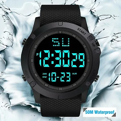 Waterproof Men's Military Tactical LED Digital Sports Watch Backlight Wristwatch • $6.29