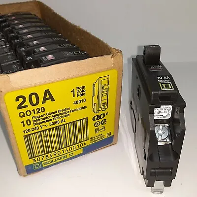  Square D Qo120 20 Amp 1 Pole Circuit Breaker 120/240 Volt Yellow Face New (1) • $13.95