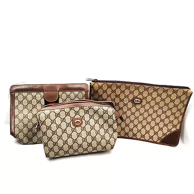 Gucci Clutch Bag Vintage Gucci  3 Set   PVC Light Brown PVC 3351729 • $22.50