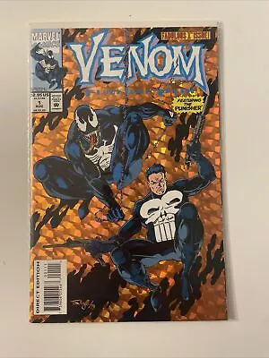VENOM Funeral Pyre #1 Marvel Aug 1993 Holograph Foil Cover Punisher Feature • $9.45