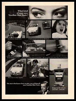 1967 Vaseline Hair Tonic The Pyrenees Hairpin Turns Alfa Romeo Vintage Print Ad • $9.95