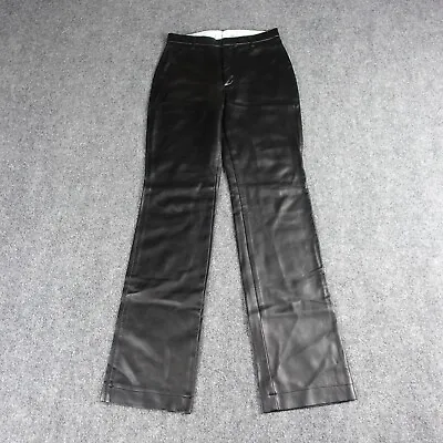 VINTAGE Vertigo Pants Womens 4 French 36 Black Faux Leather Bootcut Straight VTG • $31.49