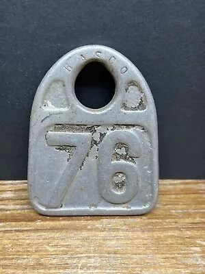 Number 76 Cattle Tag Vintage Numbered Keychain Tag Large Metal Cow Tag Fob Farm • $14.99