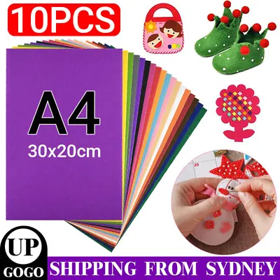 10x Handicraft A4 Sheet Felt Fabric Crafting 1mm Thick Sewing Glue Scrapbooking • $6.45