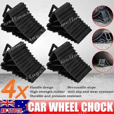 4X Heavy Duty Rubber Wheel Chock Tough Chocks Stops Car Trailer Boat Caravan AU • $18.75