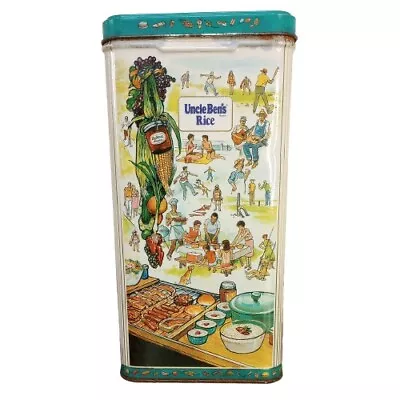 Uncle Ben's Rice Tin Can Storage Canister 1987 Kitchen Collectible Vintage • $8.05