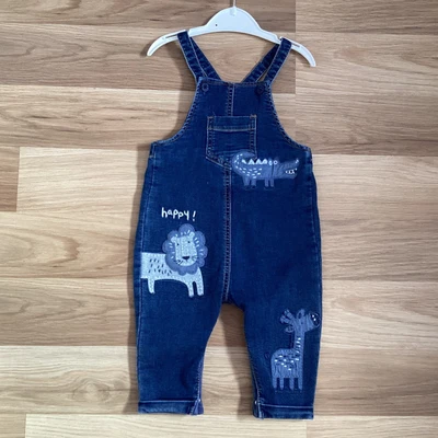 £2.15 • Buy Baby Boy Clothes 6-9 Months Next Baby Denim Blue Dungarees Lion Giraffe Croc
