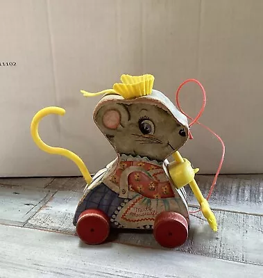 Vintage 1962 Fisher Price “Merry Mousewife” Wooden Pull Toy • $12