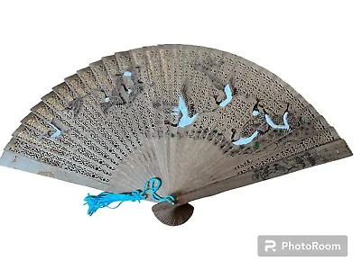 Vintage Foldable Asian Painted Crane Hand Fan • $10.88