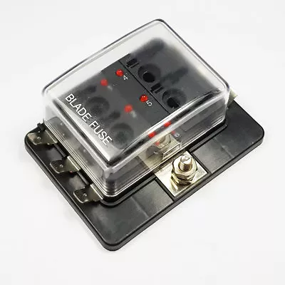 6 Way Standard Blade LED Fuse Box Holder With Failure Light 12V/24V Car Marine • £12.49