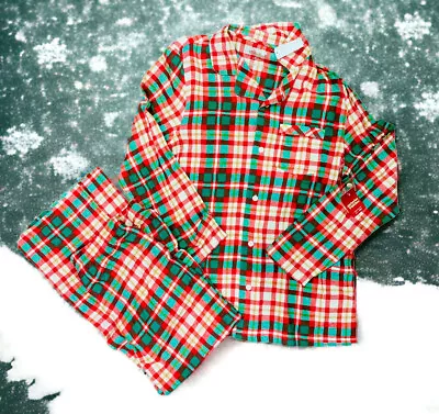 Men's LT Cotton Plaid Christmas Pajamas Lounge Pants Shirt Set Large Tall PJS • $19.95