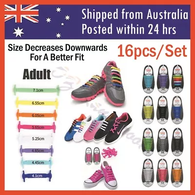 Elastic Silicone Shoe Laces Shoelaces Lazy No Tie Shoelaces 1 Set 16pcs Adult • $3.45