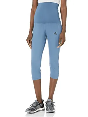 Adidas Women's Maternity Pants XL Designed 2 Move 3/4 Sport Tight Blue NWT • $29.99