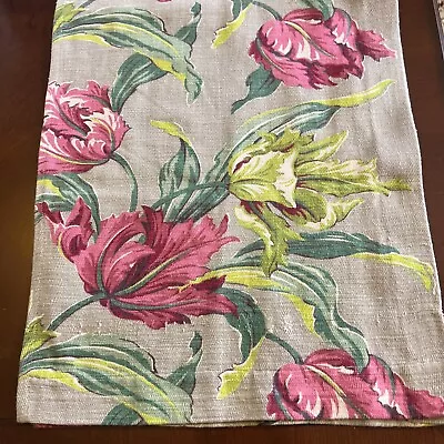 Vintage Barkcloth 4 Skinny Panels Curtains 1940s Floral Tropical • $60