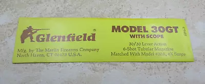 Vintage Marlin Firearms Box Decal Label Glenfield Model 30GT W/Scope 30/30 Rifle • $12.95