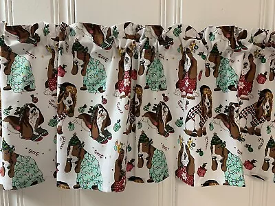 Pioneer Woman Christmas Dogs In Pajamas VALANCE CURTAIN 42x14 Bedroom RV • $14.88