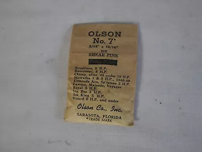 Vintage Outboard Engine Shear Pin Set Olson No.7 (3/16  X 15/16 ) Sea Bee Wizard • $11.95