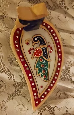 Handcrafted Marble Chopra KumKum Box Beautiful Peacock Design Tika Meenakari • $59.95