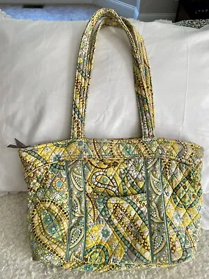 Vera Bradley Lemon Parfait Tote Shoulder Bag Purse Yellow Gray Brown Paisley.15  • $19.99