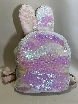 Girls More Than Magic ? White And Pink Sequin Mini Backpack Bag Easter Bunny Ear • $9.99