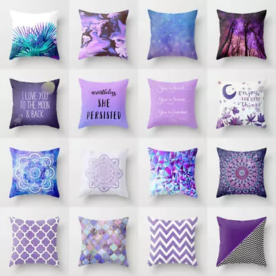 £6.01 • Buy Pillow Case 18''Purple Sofa Waist Throw Cushion Cover Decor Geometric Home