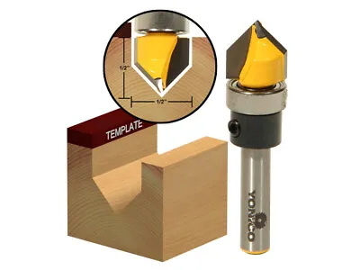 90 Degree X 1/2  Dia. V Groove Template Router Bit - 1/4  Shank - Yonico 14992q • $10.95