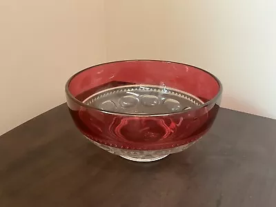 Kings Crown Ruby Flashed 9 1/4  Salad Bowl • $35