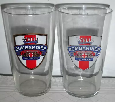 2 Wells Brewers Since 1876 Bombardier English Premium Bitter 1 Pint 0.5Ltr Glass • $39.99